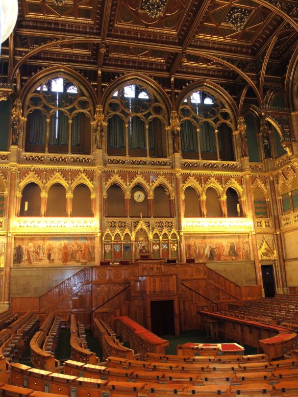 The parliament building in Budapest has beautiful wood carvings.