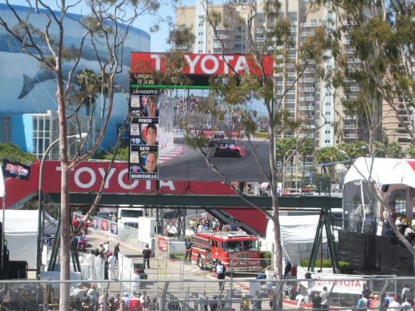 There are screens throughout the course - here during the Indy Race in 2012