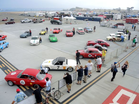 Sportscar Vintage Racing Association group 8 cars on the grid at Coronado Speed Festival