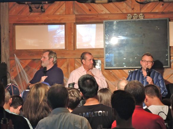 F1 on NBC Sports Steve Matchett, David Hobbs and Leigh Diffey at Rattle Inn in Austin