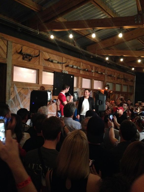 Manor Formula 1 Driver Alexander Rossi with F1 on NBC Sports reporter Will Buxton Austin Rattle Inn