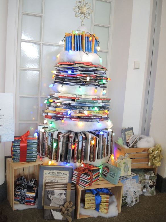 Book Christmas tree at Indiana Historical Society FOTrees
