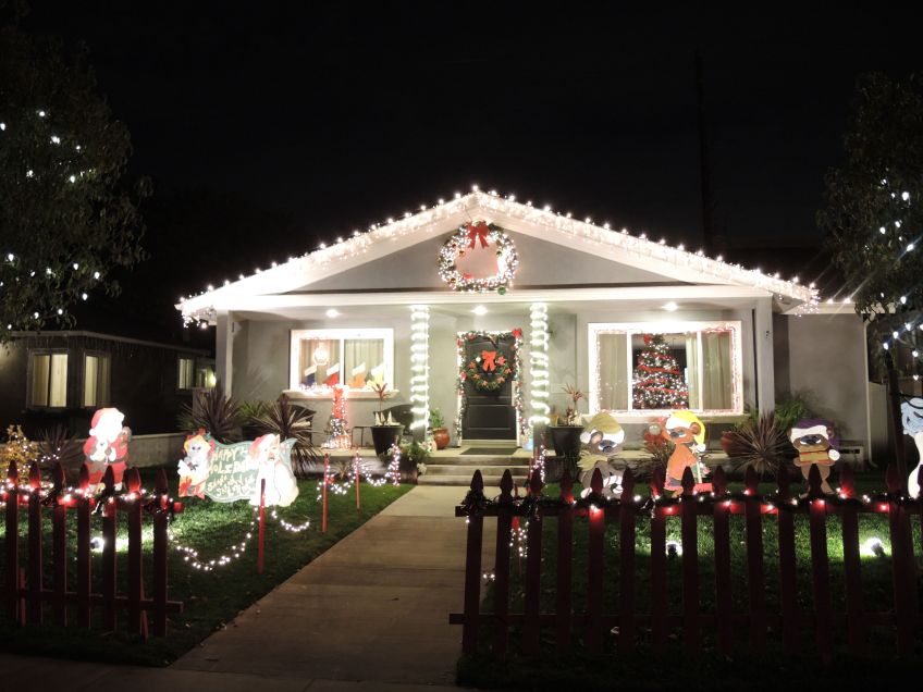 House decorated on Candy Cane Lane in El Segundo, California