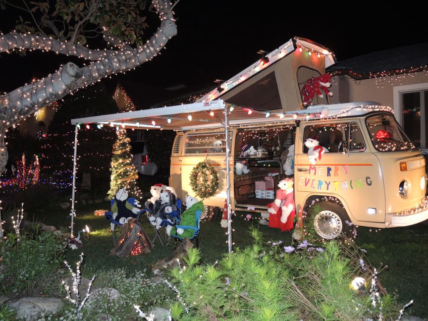 Polar Bears Camping on Candy Cane Lane in El Segundo