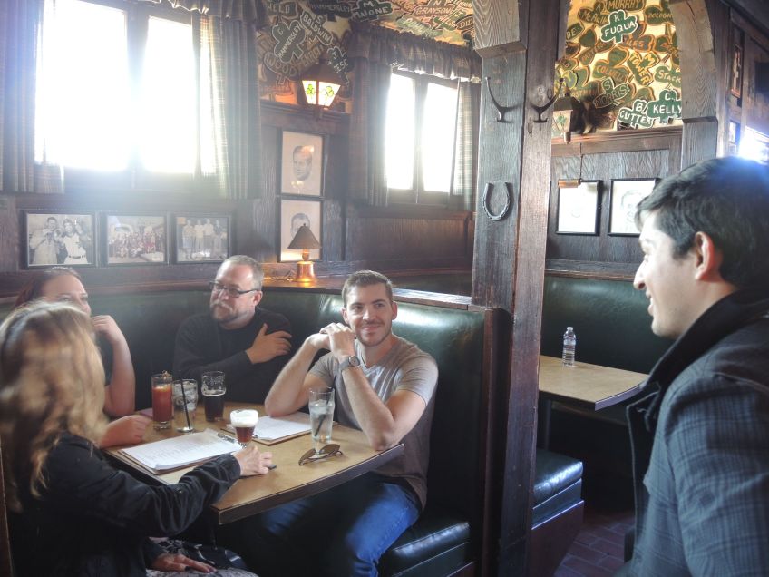 LA F1 Fans at Tom Bergin's after touring the Petersen Automotive Museum